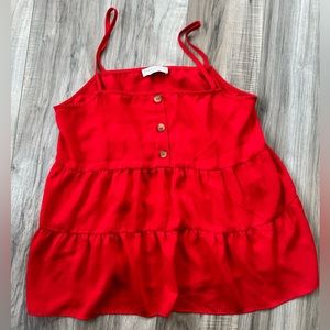 Paper Crane Red Babydoll Tank Top with Ruffle Tiered Layers Size Small